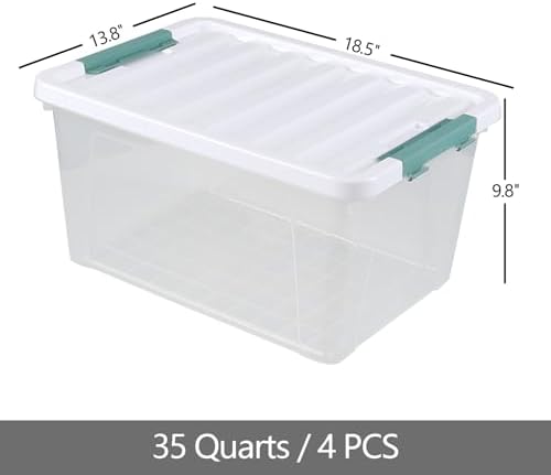 35 Qt Clear Plastic Storage Bins with Lids, 4-Pack Organizing Totes - Image 2