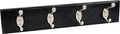 HIGH & MIGHTY 515708 Coat Rack 4 Hook Rail, Easy Tool-Free Dry Wall Installation, Holds up to 30lbs, 18", Black & Silver by Hillman