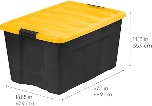 IRIS USA 4-Pack 94 Quart Storage Bins with Lids, Black/Yellow - Image 2
