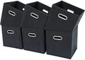 Black Fabric Cubby Storage Bins,13x13x13 Inches ,Cube Organizer Bin Foldable Storage Boxes with Dual Handles Fabric Organizer Box and collapsible Storage basket,Set of 6,Grey by Yunkeeper