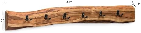 Alaterre Furniture Alpine Natural Live Edge Wood Coat Rack – 48 Inch Solid Wood Wall-Mounted Coat Hook with 6 Double Hooks – Modern Farmhouse Storage Organization for Entryway, Hallway, or Mudroom - Image 4