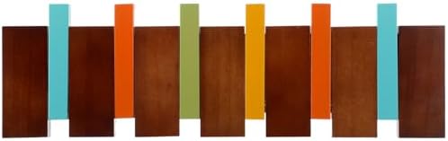 Youyole 6 Hook Wood Coat Rack Wall Mount Mid Century Modern Wooden Coat Hooks Colorful Heavy Duty Flip Down Piano Hat Rack for Hanging Coats Keys Hats Robe Towels Home - Image 2