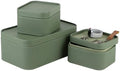 HofferRuffer Faux Leather Decorative Storage Boxes, Dust proof Storage Shelf Baskets with Lids Trays, Storage Bins Memory Box Organizer for Home, Office, Jewelry & More, Set of 3 (Green) by HofferRuffer