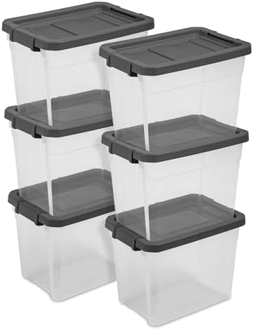 Sterilite Modular Stacker Box with Latching Lid, 30 Quart, 24-Pack by Sterilite