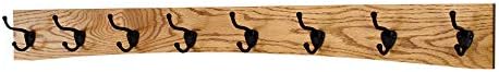 Oak Curved Back Wall Mounted Coat Rack - Bronze Hooks - Made in The USA (Golden Oak, 41" x 4.5" - 8 Hooks) by PEG+AND+RAIL