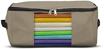 Covers & All Storage Bags, 90 litres Large size Space Saver bags Heavy Duty Storage Organizer Multipurpose, 12 Oz Waterproof UV-Resistant & Tear-Proof (Pack of 5, Beige) by CoversAll