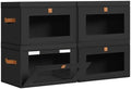 DIMJ Storage Bins with Lids - 4 Pack Large Fabric Closet Organizer with Window & Handles, Collapsible Decorative Storage Boxes for Shelves Under Bed, Books Clothes Blankets Sweaters Organization by DiMJ