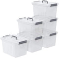 6-Pack Clear Plastic Storage Latch Box with Lids, 10 L by Lesbin
