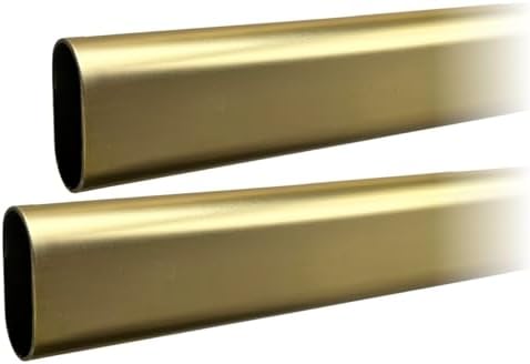 48" Satin Brass Oval Closet Rod | Heavy Duty Wardrobe Clothes Pole | 2 Pack by Desunia