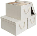 StorageWorks Storage Bins with Lids, Fabric Boxes for Closet, Slub White by StorageWorks