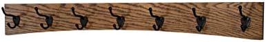 Oak Curved Back Wall Mounted Coat Rack - Bronze Hooks - Made in The USA (Walnut, 36" x 4.5" - 7 Hooks) by PEG+AND+RAIL