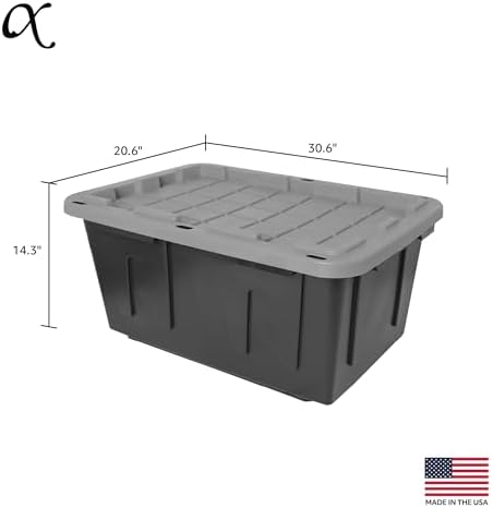 CX Heavy Duty 27-Gallon Stackable Storage Bins with Lids, Gray, 4 Pack - Image 2