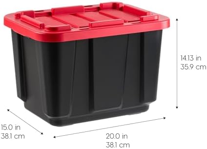 IRIS USA 4-Pack 12 Gal Heavy Duty Storage Tote Bins with Lids, Red - Image 2