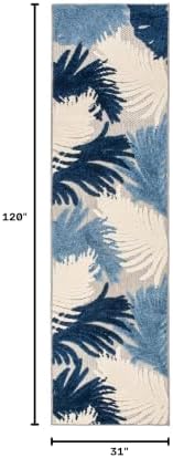 Rugshop Lucca Indoor/Outdoor Contemporary Floral Area Rug Navy 2'7" x 10' - Image 2
