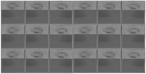 Storage Bins with Clear Window, 11x11 Storage Cubes, Collapsible Cube Storage Box, Fabric Closet Organizers with Handles for Home, Office, Shelf, Closets, Living Room, Grey, 18 Pack by Unknown