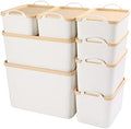 ANMINY White Plastic Storage Bins Baskets with Lids, 8-Pack, 1XL+1L+2M+4S by ANMINY