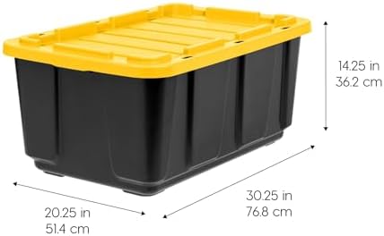 IRIS USA 4-Pack 27 Gal Heavy Duty Storage Tote Bins with Lids, Black/Yellow - Image 2