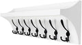 DSEAP Wall Shelf with 7 Tri Hooks, 35' Long Heavy Duty Coat Rack Wall Mount with Hooks Underneath for Entryway, Mudroom, Kitchen, Bathroom, White & Black by Dseap