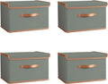 Tuza 4 Pack Storage Bins with Lids, Collapsible Closet Organizer Container, Fabric Organizer Box with Handles, Decorative Storage Boxes with Lids for Organizing Clothes, Blanket, Grey, Extra Large by LOVEWHEREYOULIVE