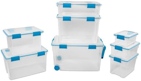 Sterilite 120 Qt Wheeled Gasket Box, Stackable Storage Bin with Latching Lid, Handle and Tight Seal, Plastic Container with Clear Base and Lid, 1-Pack - Image 7