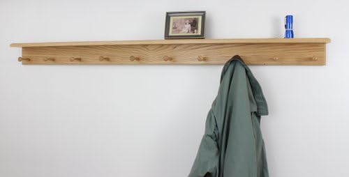 Oak Shaker Peg Rack with Shelf (Natural, 41" with 7 pegs) - Image 2