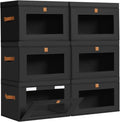 DIMJ Storage Bins with Lids - 6 Pack Large Fabric Closet Organizer with Window & Handles, Collapsible Decorative Storage Boxes for Shelves Under Bed, Books Clothes Blankets Sweaters Organization by DiMJ