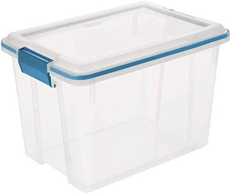 Sterilite 20 Qt Gasket Box, Stackable Storage Bin with Latching Lid and Tight Seal, Plastic Container to Organize Basement, Clear Base and Lid, 6-Pack - Image 4
