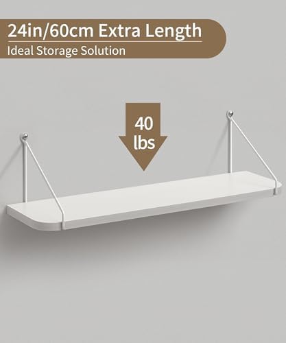 Afuly White Floating Shelves for Wall, 24in Shelf with Brackets, Set of 2 - Image 3