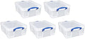 Really Useful Box 5 Pack 17L Plastic Storage Bins with Snap Lids and Clip Lock, Clear by ReallyUsefulBox