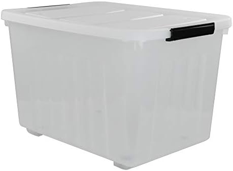 Kekow 70 L Clear Large Storage Box, Plastic Latch Box with Wheels, 4-Pack by Kekow
