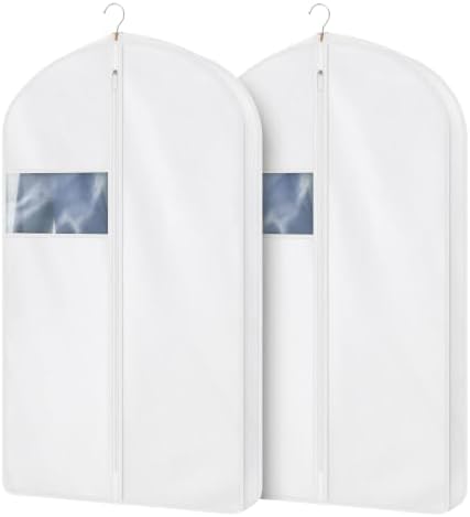 43 Inch Cotton Garment Bag for Hanging Clothes, 3 Pack Suit Bag by Kntiwiwo