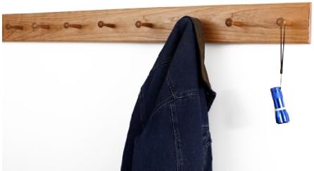 Cherry Shaker Peg Rack 4.5" Extra Wide (Cherry, 18" x 4.5" with 3 pegs) - Image 3