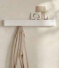 Kazai. Coat Rack Wall Mount with Shelf 'Tone' | Modern Design Coat Hanger with Hidden Hooks and Storage | Hat Rack with Shelf in Metal | Wall-Mounted Purse Organizer | White by KAZAI