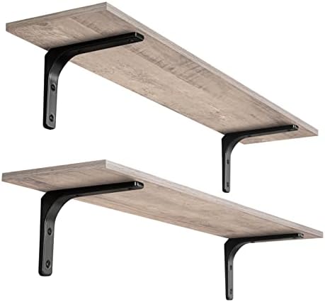 DINZI LVJ Long Wall Shelves, 39.4Inch Wooden Wall Mounted Shelves, Set of 2 by DINZILVJ