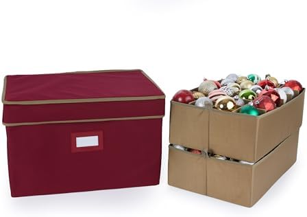 Covermates Adjustable Ornament Storage Box, 19.25" W x 13" D x 12.5" H, Red by Covermates