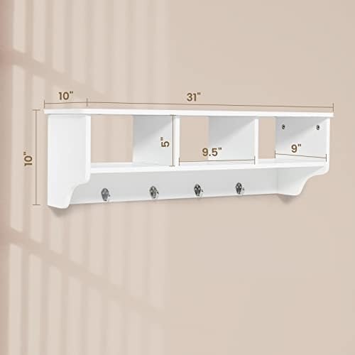 Casart Hanging Shelf Wall Mounted Storage Cabinets W/Hooks for Bedroom, Living Room and Entryway (White) - Image 3