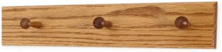 Solid Oak Shaker Peg Rack Made in The USA - Golden Oak Stain Stain 18 x 3.5 Inches with 3 Pegs by PEG+AND+RAIL