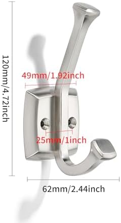 10 Pack 4-3/4 inch Satin Nickel Coat Hooks, Wall Mounted with Screws Suitable for Hanging Keys, Bath Towel, Bags, Hats, etc. Square Zinc Alloy mudroom Hooks - Image 5