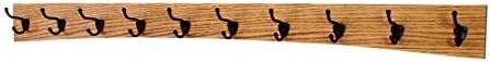 Oak Curved Back Wall Mounted Coat Rack - Bronze Hooks - Made in The USA (Golden Oak, 52" x 4.5" - 10 Hooks) by PEG+AND+RAIL