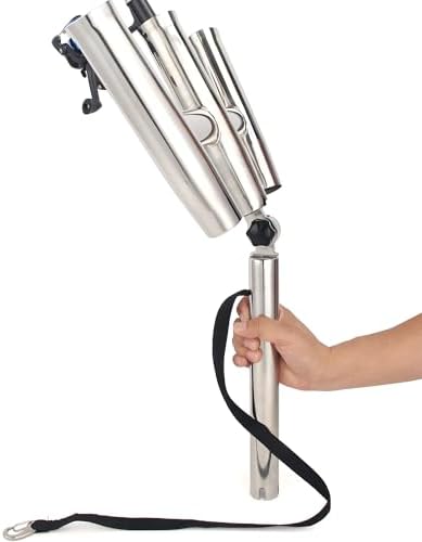 3 Tube Rod Holder-Stainless Steel Trident Outrigger Stylish-Tree Triple Rod Holder Adjustable Silver Kite Fishing Mount 3-Rod Racks for Boat, Ship, Yacht - Image 5