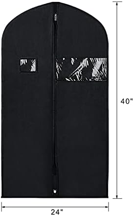 Syeeiex 40 Inch Suit Bag, Suit Bags for Closet Storage, Black, Set of 16 - Image 2