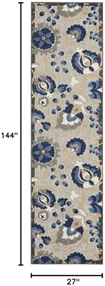 Nourison Home Aloha Natural Blue 2'3" x 12' Area Rug - Easy Clean, Non Shedding, Bed Room, Living Room, Dining Room, Kitchen (12' Runner) - Image 2