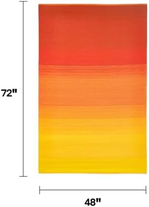 Fab Habitat Outdoor Rug - Waterproof, Fade Resistant, Crease-Free - Premium Recycled Plastic - Ombre - Patio, Deck, Porch, Balcony, Laundry Room - Big Sur - Sunset - 4 x 6 ft - Image 2