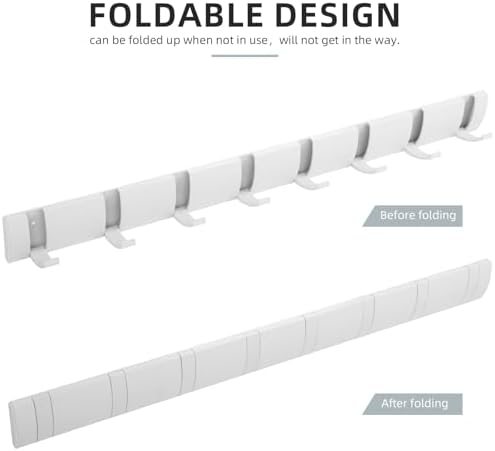 2 Pack Foldable Stylish Modern Hook Rack with 8 Hooks, Heavy Duty Metal Coat Rack, Metal Coat Hook Rail for Coat Hat Towel Purse Robes Mudroom Bathroom Entryway (White) - Image 4