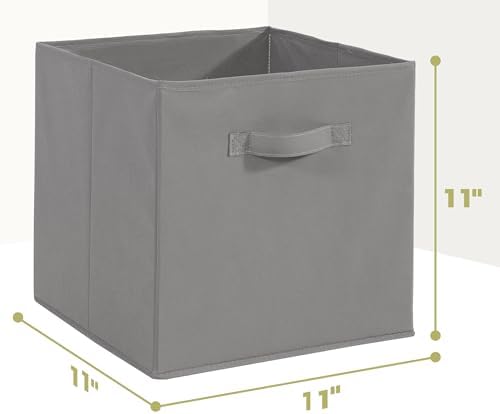 11x11 Storage Bins, Set of 10 Storage Cubes, Collapsible Cube Storage Bins, Fabric Closet Organizers with Handles for Home, Office, Closet Shelf Cabinet, Bookcase, Grey - Image 2
