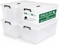 120 Quart 4 Pack Clear Storage Bins with Lids by bebikim