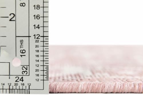 Rugs.com - Outdoor Aztec Rug – 4 Ft Round Pink Washable Indoor/Outdoor Rug – Flatweave Geometric Pattern for Patios, Decks, and Porches - Image 2