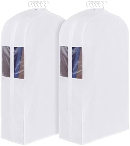 Univivi 40 Inch Cotton Garment Bags for Hanging Clothes 2 Pack, White by Univivi