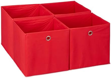 Relaxdays Storage Box Set of 4, Foldable Shelf Baskets, HBD: 30x30x30 cm by Relaxdays