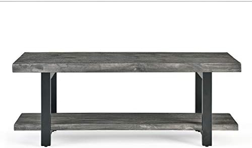 Pomona Solid Wood Entryway Bench with Shoe Rack, Slate Grey, 48 Inch - Image 3